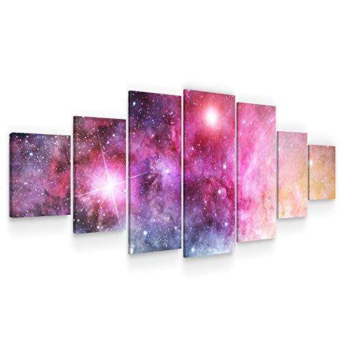 Startonight Leinwandbilder Großformatige Kunst Mehrfarbige Galaxie, Doppelansicht Modernes Dekor Gerahmte Kunstwerk 100% Ursprünglich Fertig zum Aufhängen XXL 7 Teile 100 x 240 cm von Startonight