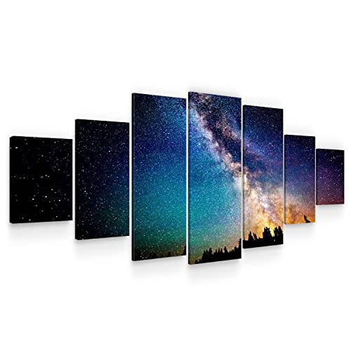Startonight Leinwandbilder Großformatige Kunst Sternenklarer Himmel, Doppelansicht Modernes Dekor Gerahmte Kunstwerk 100% Ursprünglich Fertig zum Aufhängen XXL 7 teile 100 x 240 CM von Startonight
