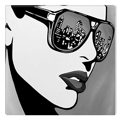 Startonight Leinwandbilder Schwarz und Weiß Die städtische Frau, Doppelansicht Überraschung Modernes Dekor Kunstwerk Gerahmte Wand Kunst 100% Ursprüngliche Fertig zum Aufhängen 80 x 80 cm von Startonight