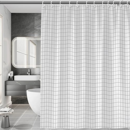 Karierter Duschvorhang – Schwarze Linie Weiß Kariert Duschvorhang, PEVA wasserdichte Badezimmervorhänge mit 12 Haken, 180 x 180 cm Karierter Duschvorhang – Schwarze Linie Weiß Kariert Duschvorhang, PEVA wasserdichte Badezimmervorhänge mit 12 Haken, 180 x 180 cm von Startseite
