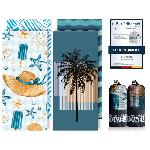 Startseite Mikrofaser-Strandtücher für Erwachsene – 200 x 90 cm, 2 Stück, extra große Strandtücher in Geschenkbox, 250 g/m², sandfrei, leicht und schnell trocknend, Strandtuch für Schwimmen, Reisen Startseite Mikrofaser-Strandtücher für Erwachsene – 200 x 90 cm, 2 Stück, extra große Strandtücher in Geschenkbox, 250 g/m², sandfrei, leicht und schnell trocknend, Strandtuch für Schwimmen, Reisen von Startseite