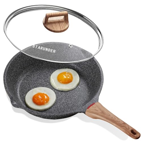 Starunder Antihaft-Bratpfanne, Schweizer medizinischer Stein, Omelette-Pfanne, kratzfest, sicheres Kochgeschirr-Set, PFOA-frei (20 cm) von Starunder