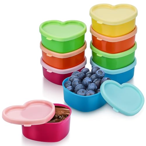 9 Stück Kleine Dosen mit Deckel Plastik, Herzförmige 90ml Mini Dosen, BPA-frei Kleine Plastikdosen mit Deckel, Luftdicht Gefrierdosen Klein, Wiederverwendbare Frischhaltedosen für Soßen Dips & Gewürze von Starvortex