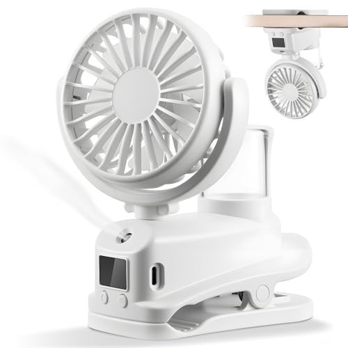 Clip Ventilator, 4 Geschwindigkeiten Camping Ventilator Akku, 360°Drehbare USB Ventilator Klein , Mini Ventilator mit Wasserkühlung, Kleiner Ventilator USB-C Leise für Büro Kinderwagen, Schlafzimme von Starvortex