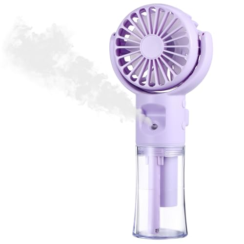 Tragbar Handventilator mit Wasser Akku Aufladbar, USB Ventilator Batterie Hand Klein Mit 4 Geschwindigkeiten, Handheld Fan, Mini Taschenventilator für Urlaub Outdoor, Reiseaccessoires für Frauen(Lila) von Starvortex