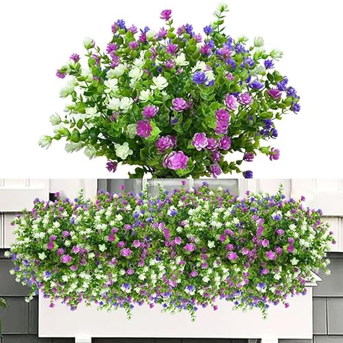 Starward 10 Bündel Kunstblumen, Balkon Deko Künstliche Blumen Kunststoff, Kunstpflanze Outdoor Wetterfest UV-beständig, Kunstblumen für Draußen Farbenfroh, für Balkon, Innenbereich, Garten von Starward