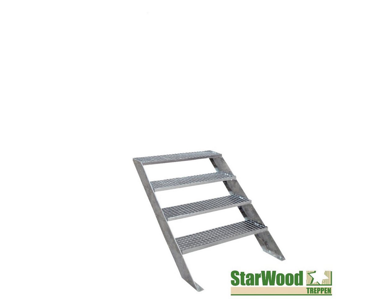 Starwood Außentreppe Außentreppe / Stahlwangentreppe gerade Step - Breite 100 cm - mit von Starwood