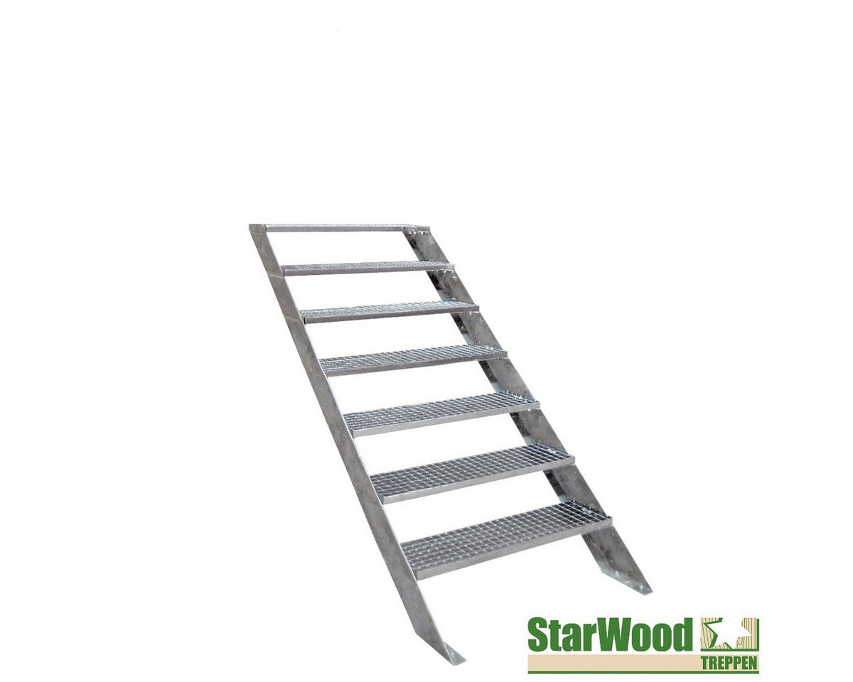 Starwood Außentreppe Außentreppe / Stahlwangentreppe gerade Step - Breite 100 cm - mit von Starwood