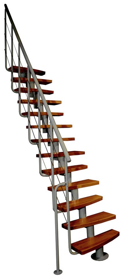Starwood Mittelholmtreppe Mittelholmtreppe MINI Plus - Raumspartreppe aus Stahl mit Geländer von Starwood