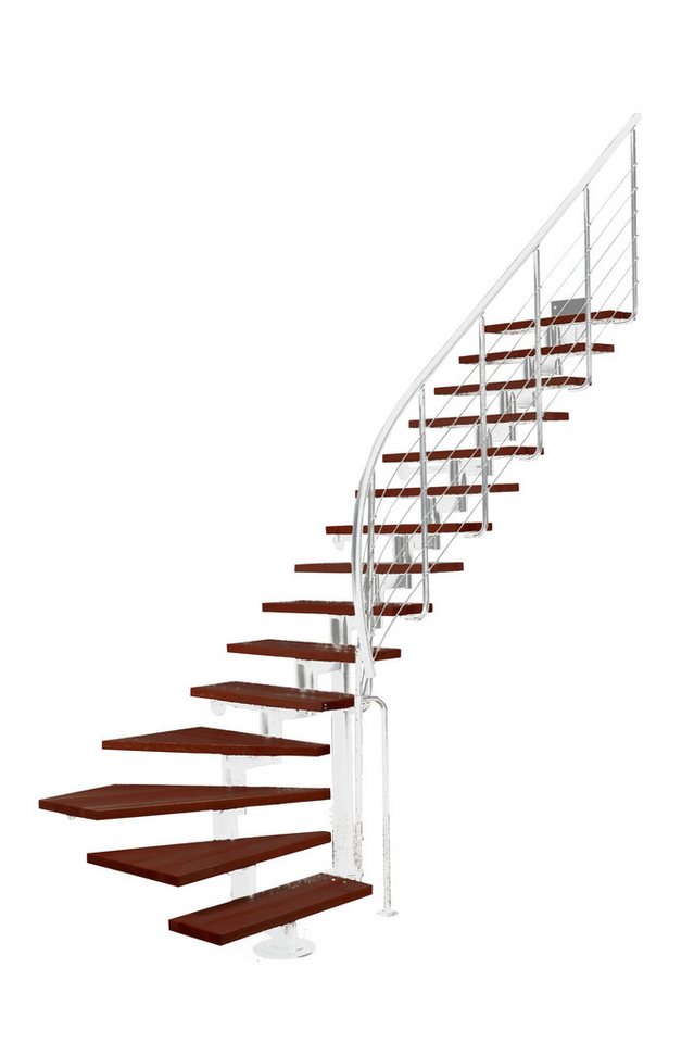 Starwood Mittelholmtreppe Mittelholmtreppe SEGMENT - Raumspartreppe aus Stahl mit Geländer von Starwood