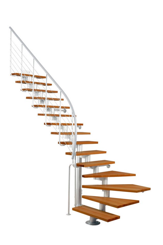 Starwood Mittelholmtreppe Mittelholmtreppe SEGMENT - Raumspartreppe aus Stahl mit Geländer von Starwood