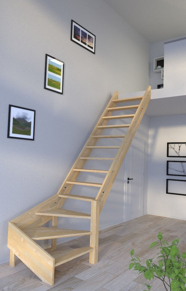 Starwood Raumspartreppe Holztreppe Korfu ¼ gewendelter Ausführung rechts-ohne Geländer-ohne Starwood Raumspartreppe Holztreppe Korfu ¼ gewendelter Ausführung rechts-ohne Geländer-ohne von Starwood