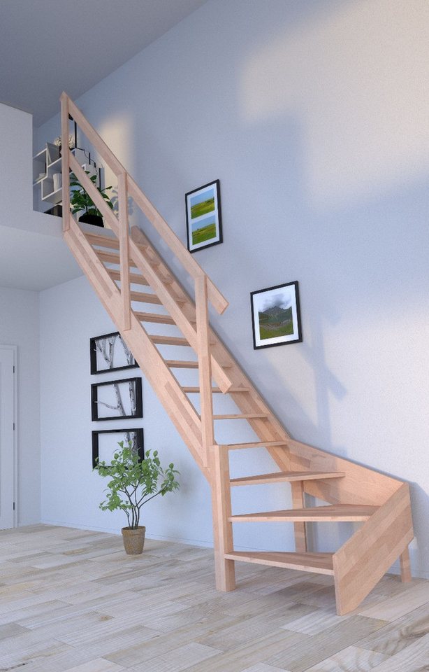Starwood Raumspartreppe Holztreppe Rhodos in ¼ gewendelter Ausführung Starwood Raumspartreppe Holztreppe Rhodos in ¼ gewendelter Ausführung von Starwood