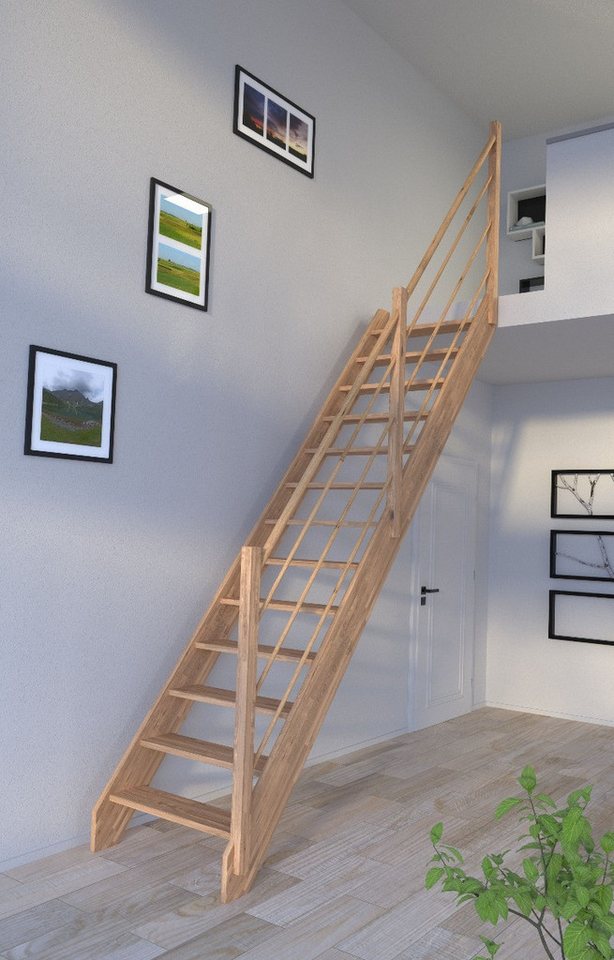 Starwood Raumspartreppe Holztreppe Rhodos in gerader Ausführung-Eiche-Holz-Holz Design von Starwood