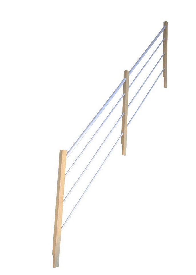 Starwood Treppengeländer Treppengeländer Modell Korfu 1/4 Gewendelt-Holz-Edelstahl Weiß-Rechts von Starwood
