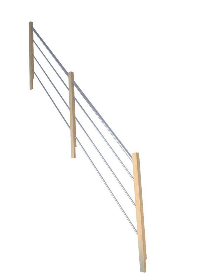 Starwood Treppengeländer Treppengeländer Modell Korfu Gerade-Holz-Edelstahl-Links von Starwood