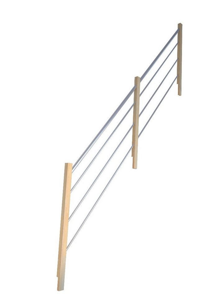 Starwood Treppengeländer Treppengeländer Modell Korfu Gerade-Holz-Edelstahl-Rechts von Starwood
