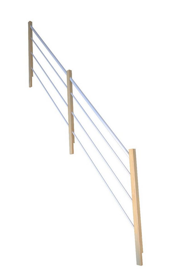 Starwood Treppengeländer Treppengeländer Modell Korfu Gerade-Holz-Edelstahl Weiß-Links von Starwood