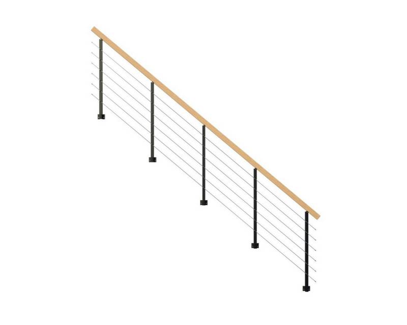Starwood Treppengeländer Treppengeländer Modell Kos - für Stahltreppe-11 Stufen-Metall-schwarz von Starwood