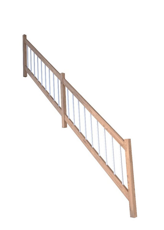 Starwood Treppengeländer Treppengeländer Modell Lindos 1/4 Gewendelt Eiche-Holz-Edelstahl von Starwood