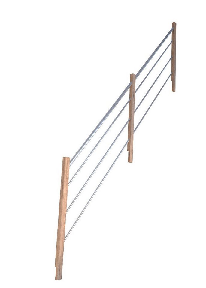 Starwood Treppengeländer Treppengeländer Modell Rhodos Gerade Eiche-Holz-Edelstahl-Rechts von Starwood
