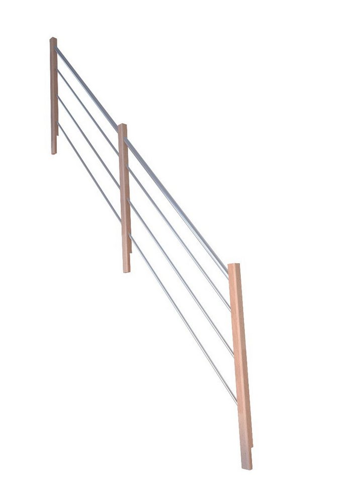 Starwood Treppengeländer Treppengeländer Modell Rhodos Gerade-Holz-Edelstahl-Links von Starwood