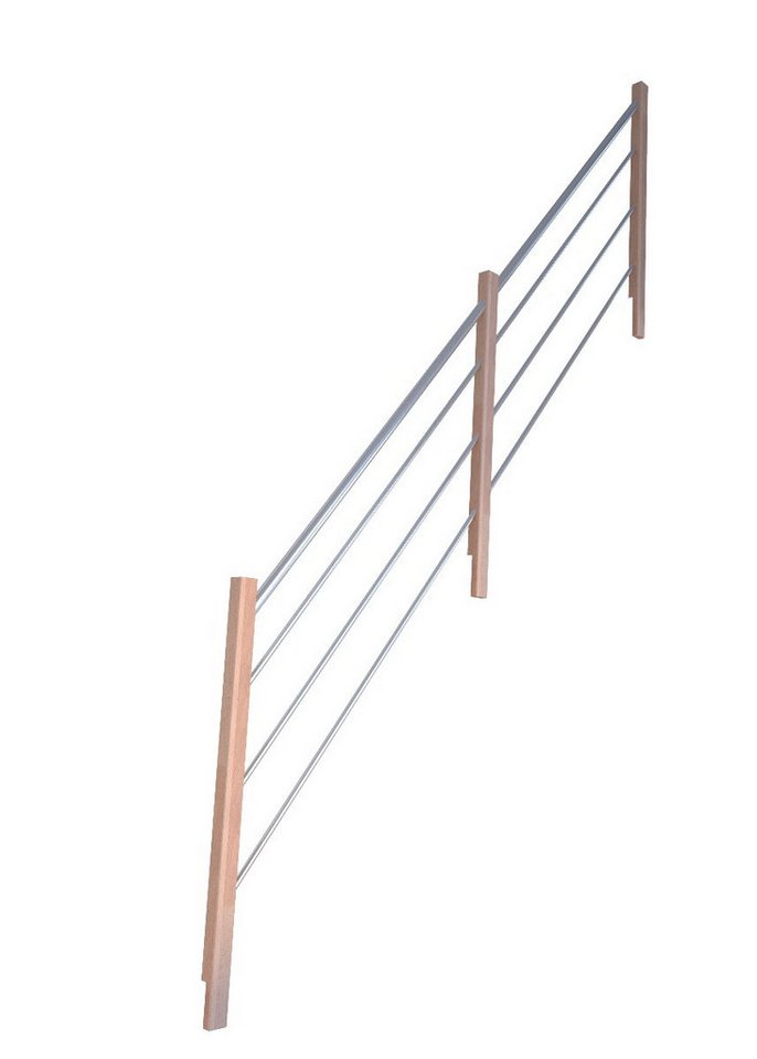 Starwood Treppengeländer Treppengeländer Modell Rhodos Gerade-Holz-Edelstahl-Rechts von Starwood