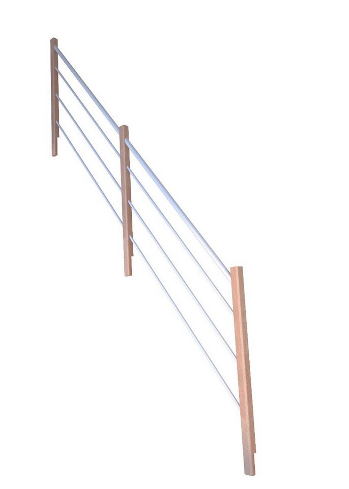 Starwood Treppengeländer Treppengeländer Modell Rhodos Gerade-Holz-Edelstahl Weiß-Links von Starwood