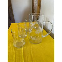 Geätztes Glas Southwestern Krug Und Libbey Gläser von StarzVintageStudio