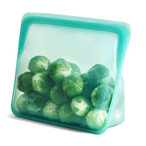 Stasher Bag Premium Silikonbeutel wiederverwendbar für Lebensmittel, Stand Up Mid Bag, Aqua, Dauerhaft, Backofen, spülmaschinen & gefriersicher, Umweltfreundlich, Lunch-Tasche, Leckagefrei, 1656ml von Stasher