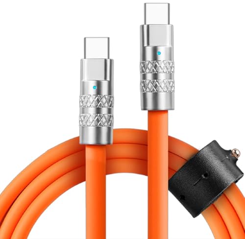 Statik TSumoCharge USB-C-auf-USB-C-Kabel, 100 W, Schnellladekabel, robustes, unzerbrechliches Silikon, unterstützt Datenübertragung Typ C auf Typ C, Orange von Statik