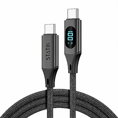 Statik TruCharge 100W USB C Cable with LED Digital Display and Silicone Organizer - Super Fast Charging Cable Type USBC to USBC - High Speed USB C 100W Cable with BlitzCharge Technology, 6FT/2M Statik TruCharge 100W USB C Cable with LED Digital Display and Silicone Organizer - Super Fast Charging Cable Type USBC to USBC - High Speed USB C 100W Cable with BlitzCharge Technology, 6FT/2M von Statik