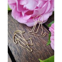 Big D-Clips Büroklammern in Gold Metallic - Katze, Hund Big D-Clips Büroklammern in Gold Metallic - Katze, Hund von Stationerycolours