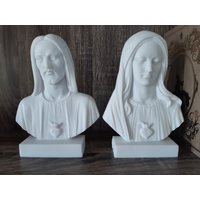 Buchstütze Statuen Set Jungfrau Maria Mutter Und Jesus Skulptur Aus Alabaster von Statuescrafts