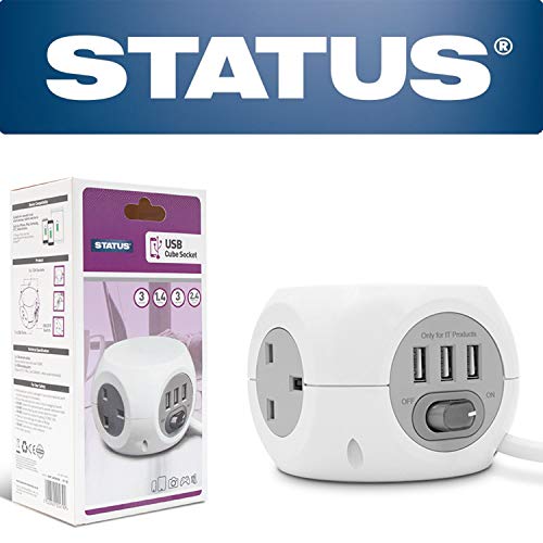 Status USB Cube Verlängerungskabel, 1,4 m, Weiß von Status