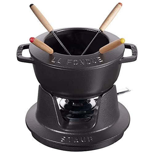 STAUB Fondue Set mit 4 Gabeln, Gusseisen, 16 cm, 1,1 l, Geeignet für Käse- Schoko- und Fleisch-Fondue,Schwarz STAUB Fondue Set mit 4 Gabeln, Gusseisen, 16 cm, 1,1 l, Geeignet für Käse- Schoko- und Fleisch-Fondue,Schwarz von STAUB