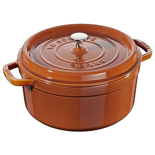 STAUB Gusseisen Bräter/Cocotte, Rund 22 cm, 2,6 L, Aromaregen Funktion, Für alle Herdarten geeignet, Zimt von STAUB