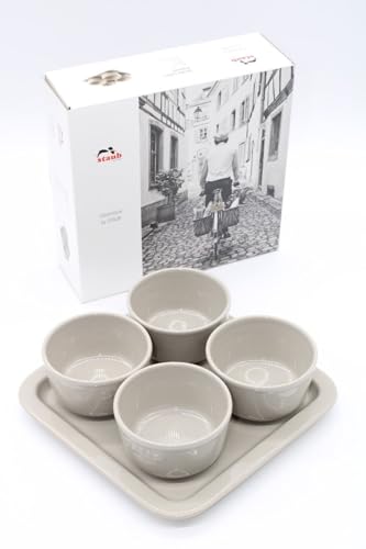 Staub® Dessertschale Snackschale Tapas-Set aus Keramik [21,5cm x 21,5cm] | 4er-Set inkl. Fiduciashop-Reinigungstuch von STAUB
