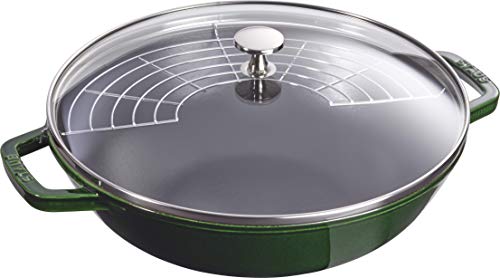 STAUB Wok aus Gusseisen, Innen emailliert, 30 cm, inkl. Glasdeckel, für alle Herdarten inkl. Induktion, Basilikumgrün STAUB Wok aus Gusseisen, Innen emailliert, 30 cm, inkl. Glasdeckel, für alle Herdarten inkl. Induktion, Basilikumgrün von STAUB