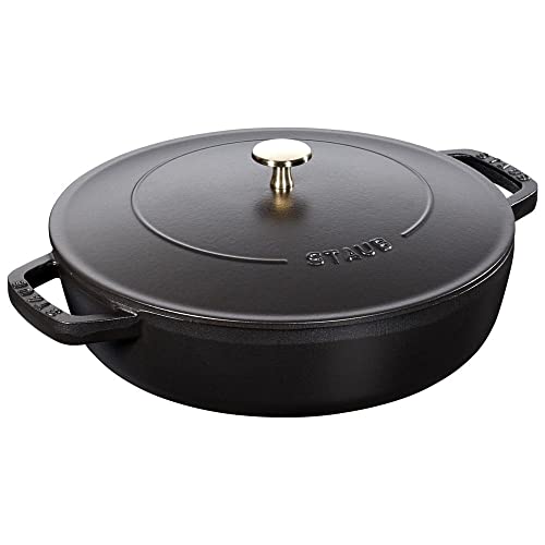 STAUB Gusseisen Bräter, Chistera Tropfenstruktur im Deckel, Rund 28 cm, 3,7 L, Für alle Herdarten geeignet, Schwarz von STAUB