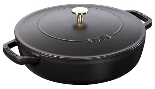 STAUB Gusseisen Bräter, Chistera Tropfenstruktur im Deckel, Rund 24 cm, 2,5 L, Für alle Herdarten geeignet, Schwarz von STAUB