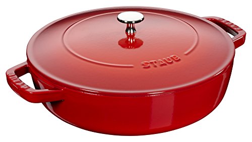 STAUB Gusseisen Bräter, Chistera Tropfenstruktur im Deckel, Rund 24 cm, 2,5 L, Für alle Herdarten geeignet, Kirschrot von STAUB