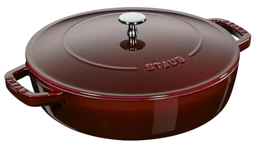 STAUB Gusseisen Bräter, Chistera Tropfenstruktur im Deckel, Rund 28 cm, 3,7 L, Für alle Herdarten geeignet, Grenadine Rot von STAUB