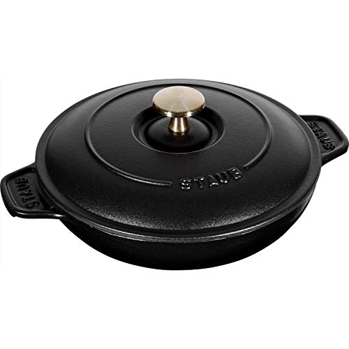 STAUB Ofenform/Servierplatte/Auflaufform mit Deckel, rund, 20 cm, 0,75 l, aus Gusseisen, für alle Herdarten, Schwarz von STAUB