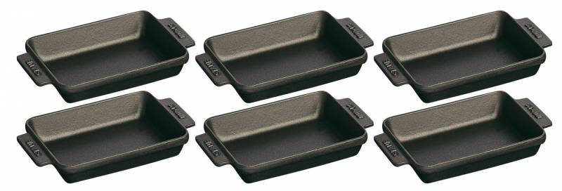 Staub Auflaufform Staub 6er Set Mini-Auflaufform 15 x 11cm, 0,25L schwarz, (6-St) von Staub