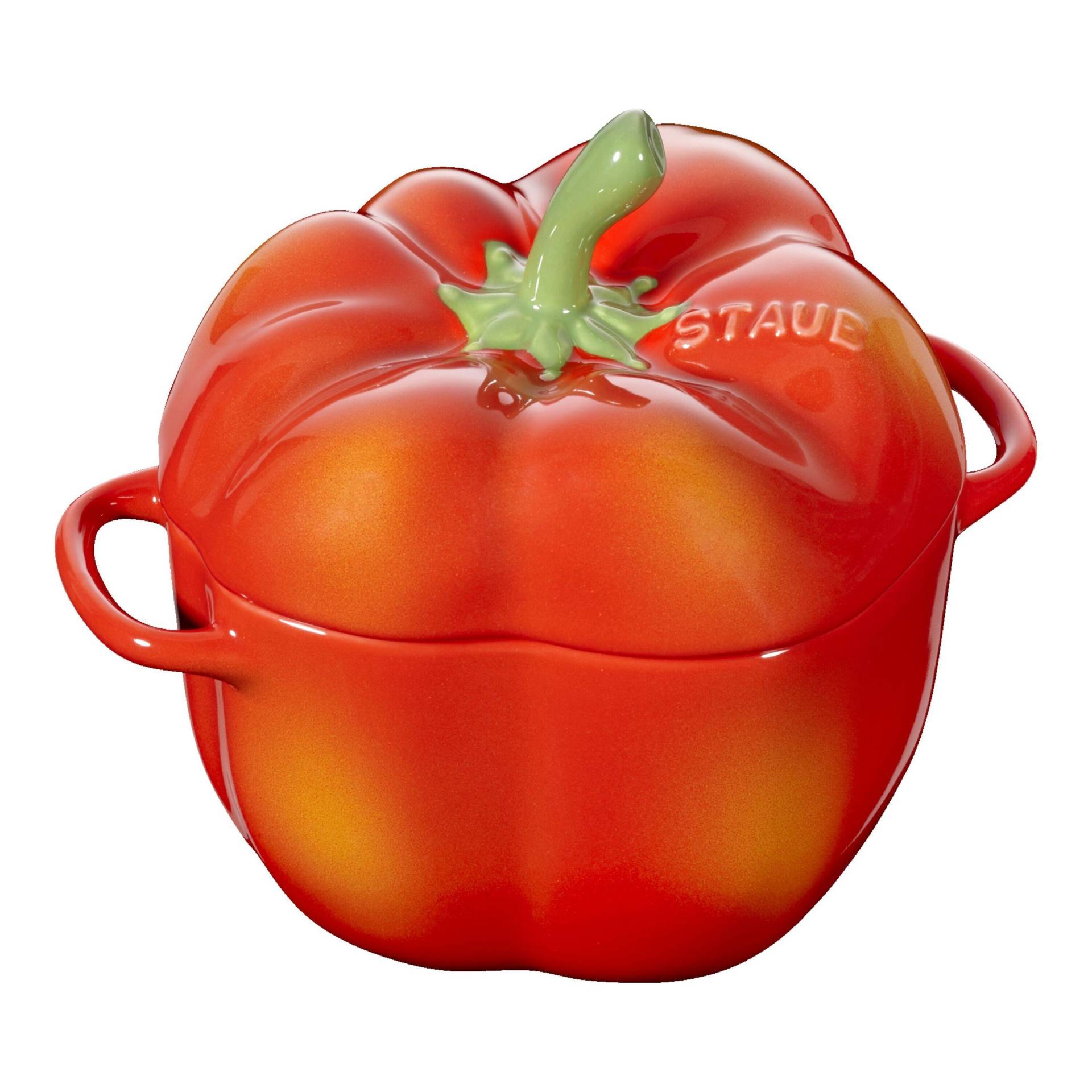 Staub Ceramique Cocotte 11 cm, Paprika, Orange-Rot, Keramik von Staub