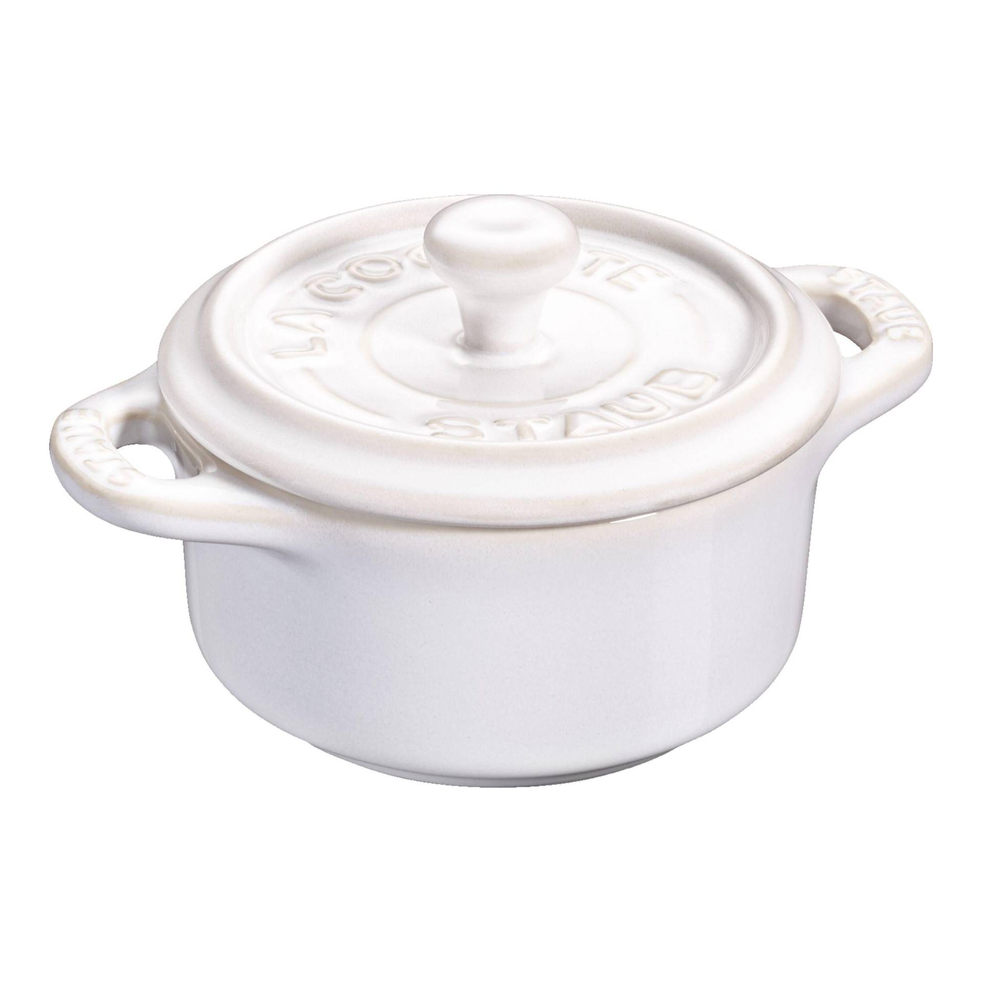 Staub Ceramique Mini Cocotte 10 cm, rund, Elfenbein-Weiß, Keramik von Staub