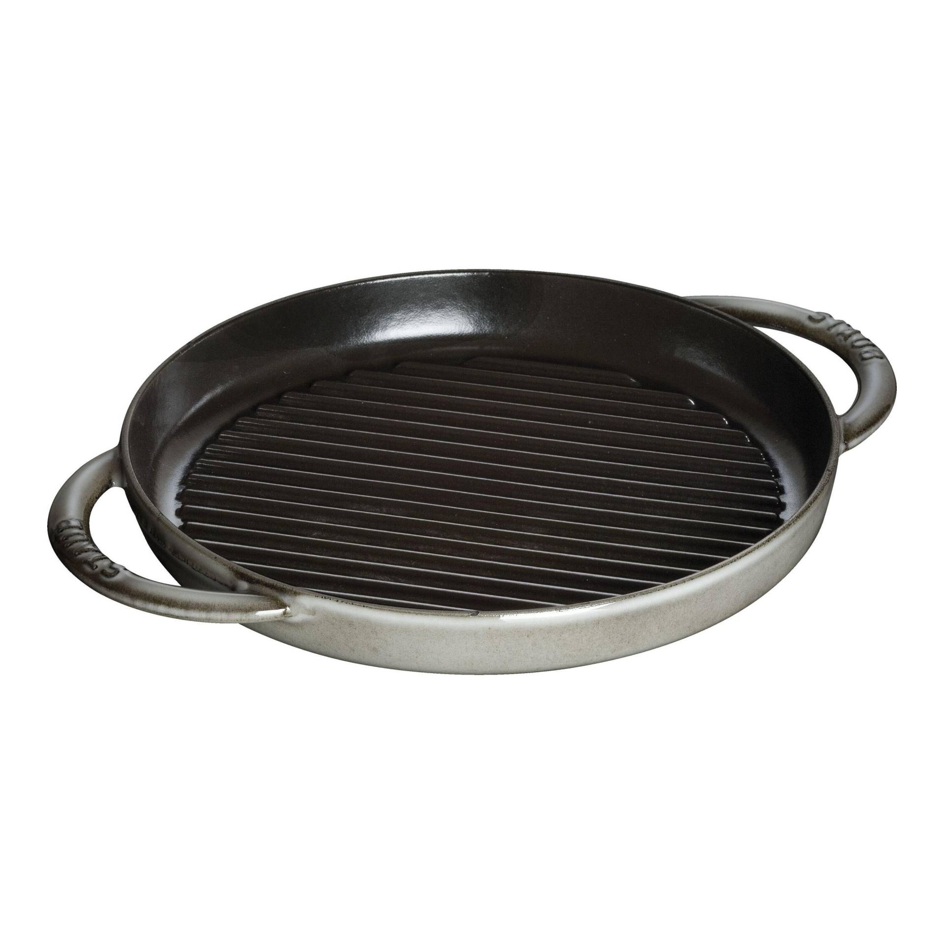 Staub Grill Pans Grillpfanne 26 cm, rund, Graphit-Grau, Gusseisen von Staub