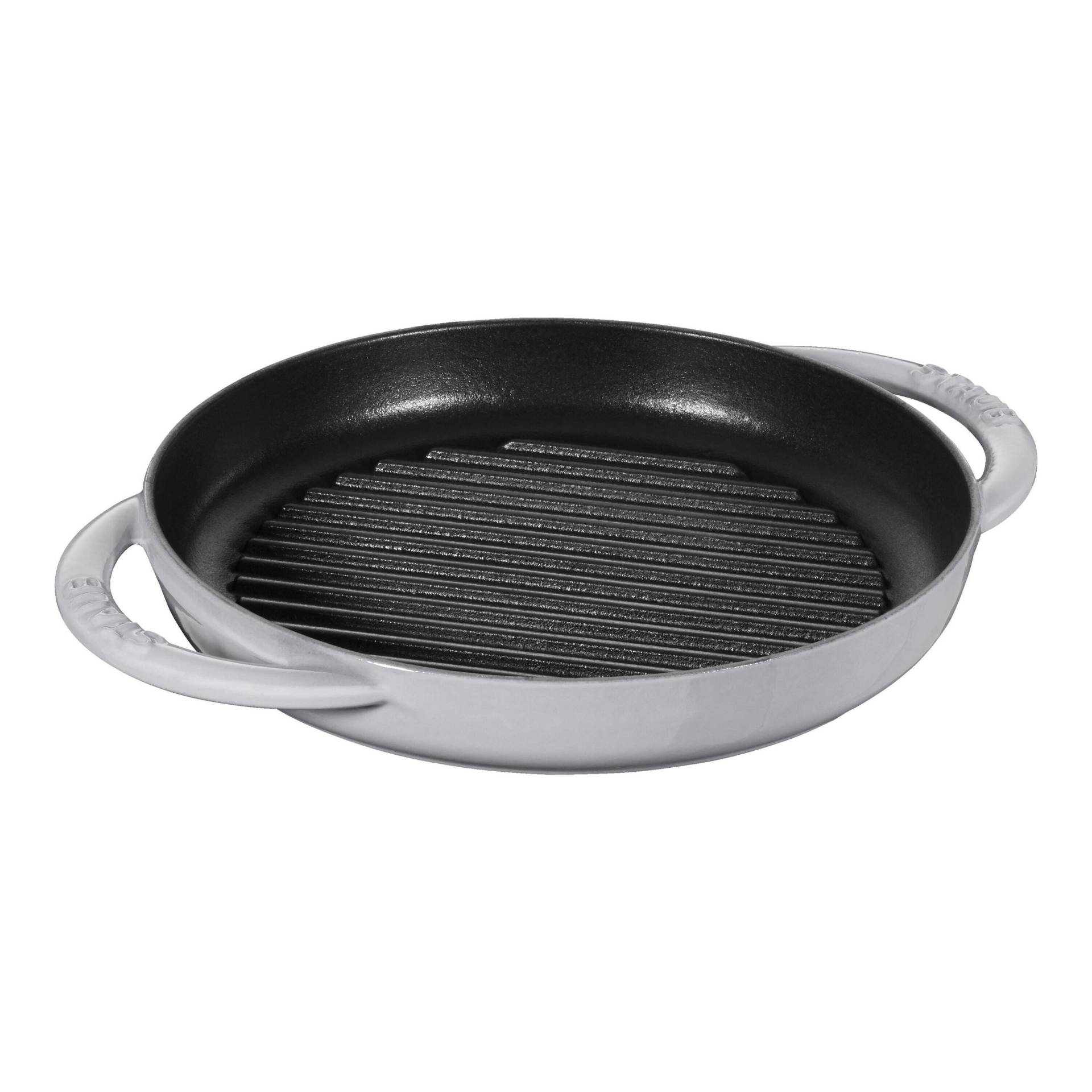 Staub Grill Pans Pure 23 cm, rund, Graphit-Grau, Gusseisen von Staub