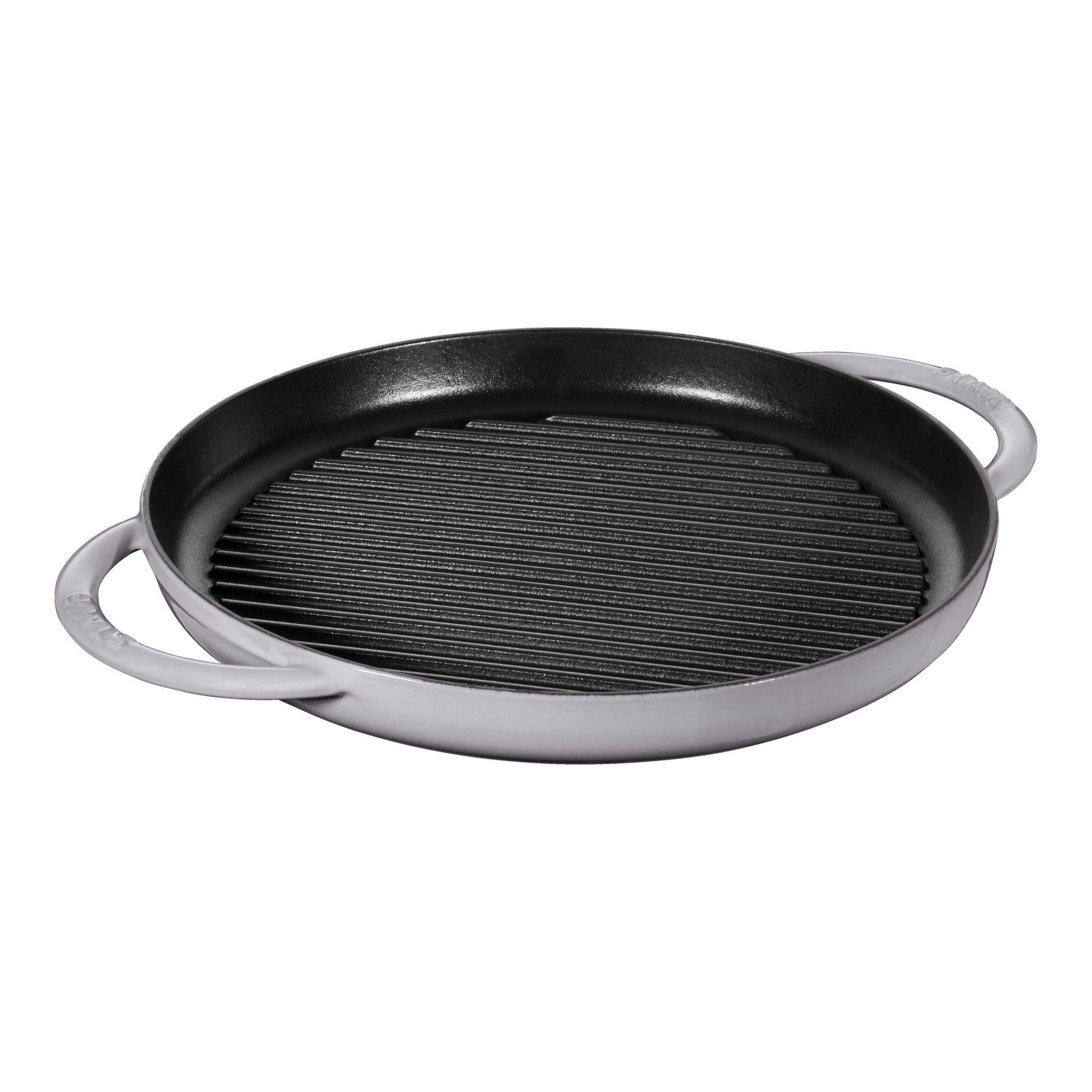 Staub Grill Pans Pure 30 cm, rund, Graphit-Grau, Gusseisen von Staub